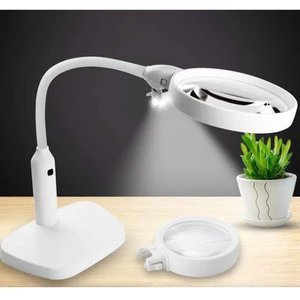 Detachable 2X 5X Magnifier with Light Desk Magnifier Lamp Illuminated Magnifier For Archaeology Prospecting Reading