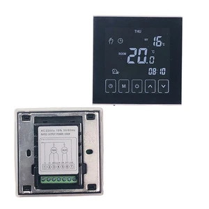Digital water heating thermostat for gas boiler and water heating system