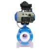 DN100 4 inch 12V control Actuator PTFE double flange Type casting steel Body Pneumatic Butterfly Valve