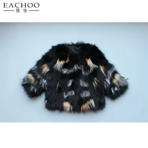 EACHOO New Fashion Genuine Children&#039;s Real Raccoon fur winter jacket