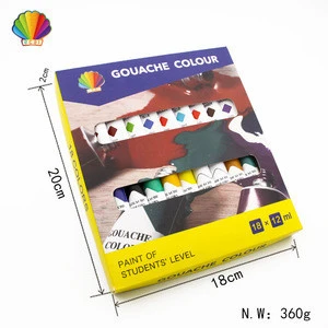 Eco-friendly students level 12ml*18colors  Gouache color paint set