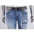 Import Edge denim custom back patch distressed blue denim ripped skinny jeans men from China
