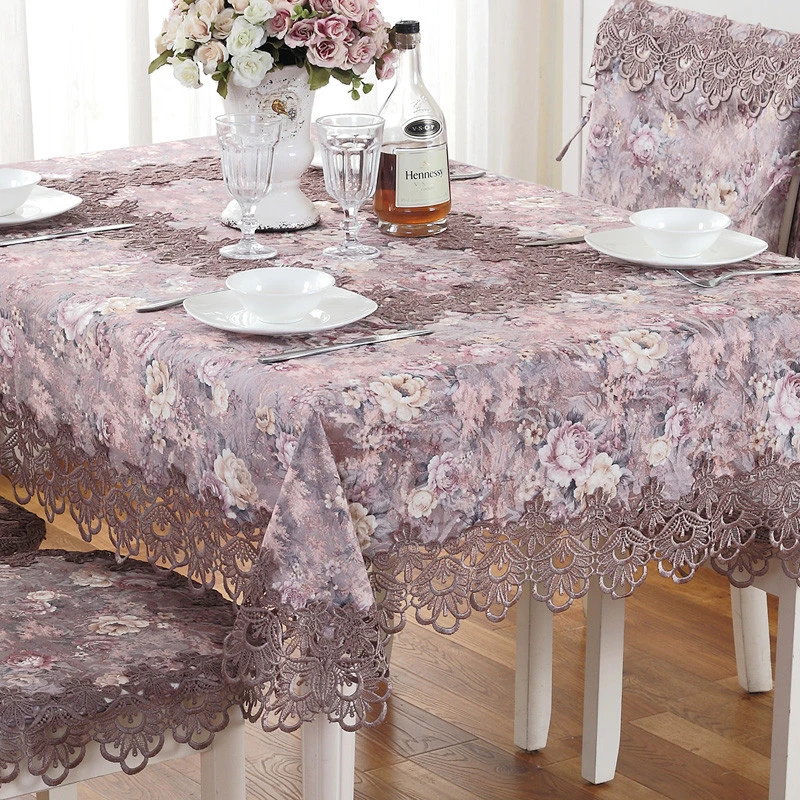 Embroidered tablecloth round coffee table chair cushion set garden chair cover