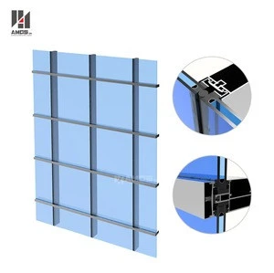 Exterior facade glass panel building aluminum profile curtain walls glass size
