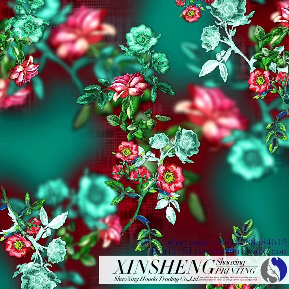 Factory can directly customize Digital printing 75D crepe, chiffon flower puzzle, fashion silk printed clothing fabric