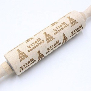 Factory Customized  Wooden Rolling Pins  for Baking Embossed Cookies Kitchen Ware Laser Engraved Logo  wood rolling pin