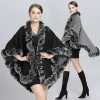 Factory direct Europe autumn winter new double-sided wear large size cloak coat faux fur shawl