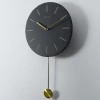 Factory Direct Natural Black Round Stone Slate Wall Clock for decoration