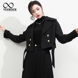 Factory direct sell classic style commuting woman double breasted wool trench coat