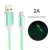 Factory Directly wholesale 1M 2M fast charge 2.4A led light flowing cable charging cable