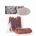 Factory made good taste veterinary dried duck breast cut into strips 50g