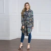 Factory price hot sale long sleeve tops Islamic clothing ethnic floral printed muslim lady blouse long shirts