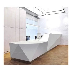 Factory Price Modern white solid surface stone office reception desk