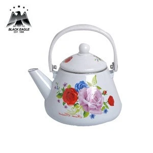Factory wholesale durable enamel kettle with full flower decoration