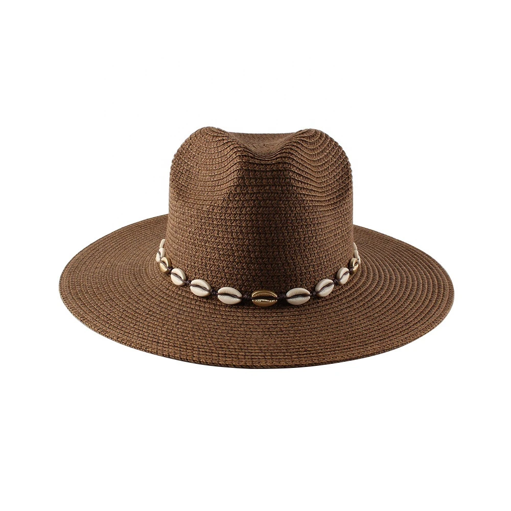 Fancy Style Beach paper straw Hats Wide Brim Decorated Cowboy Hats Natural Straw  man hat panama