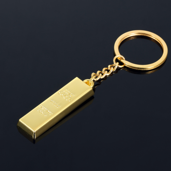 Buy Fashion Creative Metal Faux Gold Bar Ingot Bullion Keychain Key ...