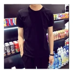 Fashion Custom cheap basic men's short sleeve plain round neck t shirt