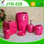 fashion design 6pcs  woman white ceramic bathroom ser red lips bathroom accessories