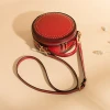 Fashion Design Crossbody Handbag Pure Color Rivet Round Shoulder Bag for Women