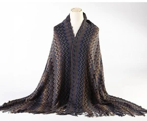 Fashion ladies acrylic Jacquard knitted  winter pashmina shawl