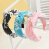 Fashion New Hair Hoop Solid Color Fabric Hairband Korean Women Hair Accessories Net Yarn Embroidery Knot Headband