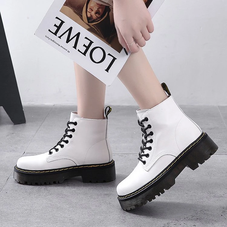 Fashion Thick Bottom Pu Rubber Martin Boots Shoes Women Boots