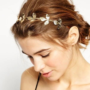 Fashion Tiara Noiva Metal Gold Chain Flower Leaf Hairband For Wedding Bridal Hair Accessory Women Forehead Jewelry