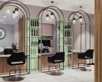 Fashionable barber shop interior design hair salon station mirror 3D design