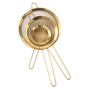 Fine Mesh Gold color Stainless Steel Food Strainer Plated Copper Kitchen Fine mesh strainer