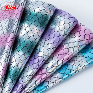 Fish scale pattern glitter faux fabric leather sheeet mermaid synthetic leather for pencil case and DIY making