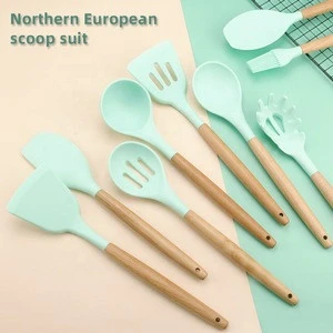 Food Grade Non-stick 9 pcs set kitchen utensils Reusable silicone kitchenware cooking ladle set shovel