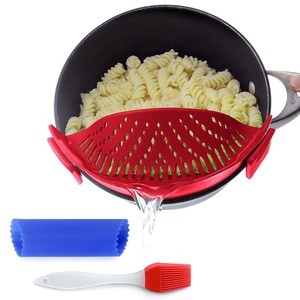 Food Grade Silicone Easy Draining Durable Dishwasher Safe Delightly Pasta Strainer Pot Strainer