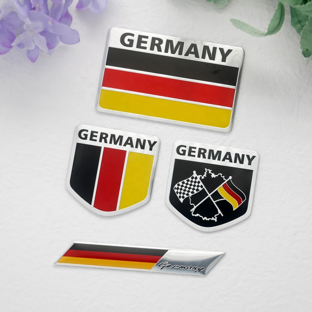 Free sample Germany flag metal car stickers wrap aluminum sticker other country emblems in stock