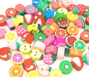 fruit beads stocks 10*5mm apple fruit loose beads jewelry accessories DIY polymer clay fruit beads with hole for beaded jewelry
