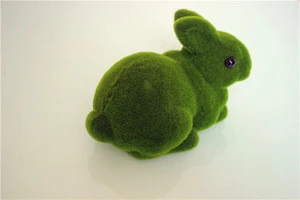 fully covered moss rabbit flocking moss bunny craft for ornament