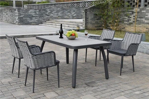 Garden table set with rope chair
