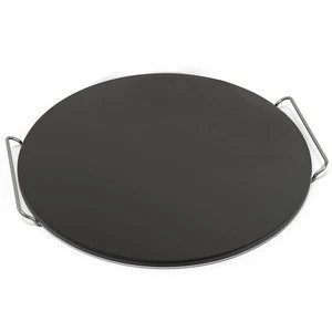 Glazed black ceramic round oven grill heat retaining thick pizza stone non stain bread baking pizza stone