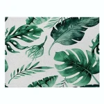 Green Leaves Decor Tableware Durable Dinner Table Placemat Tea Party Kitchen Accessories Bowl Cup Pads Drink Coasters