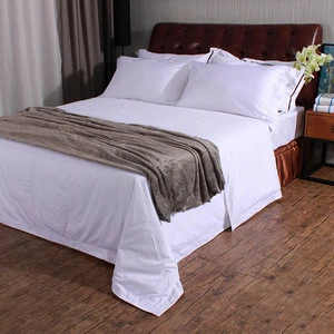 guangzhou factory 5 star hotel bed linen king size 100% cotton satin white bed set hotel bedding set