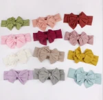 Hair accessories 12-color stretch double-layer hairband children wide-brimmed soft bow turban kids baby headband
