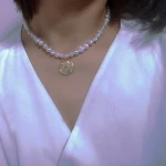 Haiyang gold filled necklace pearl gold plated coin necklace pearl irregular baroque freshwater pearl necklace