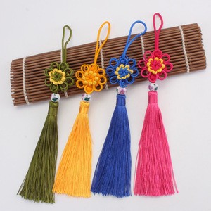 hand knitted pendant accessory flower knot nylon tassel fringe