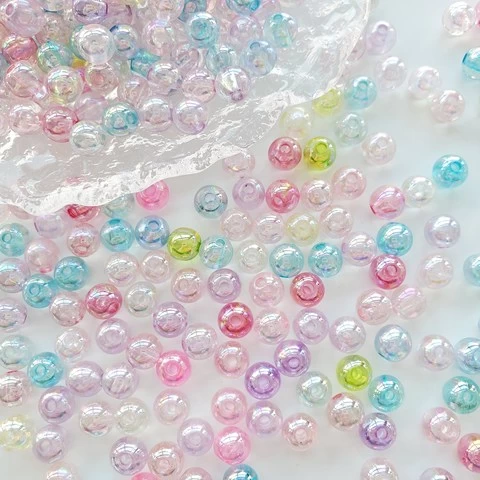 Handmade diy color beading accessories acrylic transparent AB color round beads color white loose beads jewelry accessories