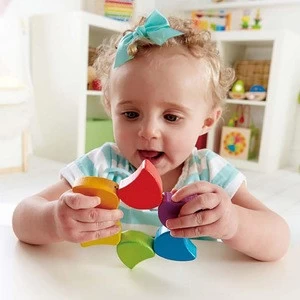 Hape Brand Christmas Gift High Quality Wooden Teether Baby Rattle