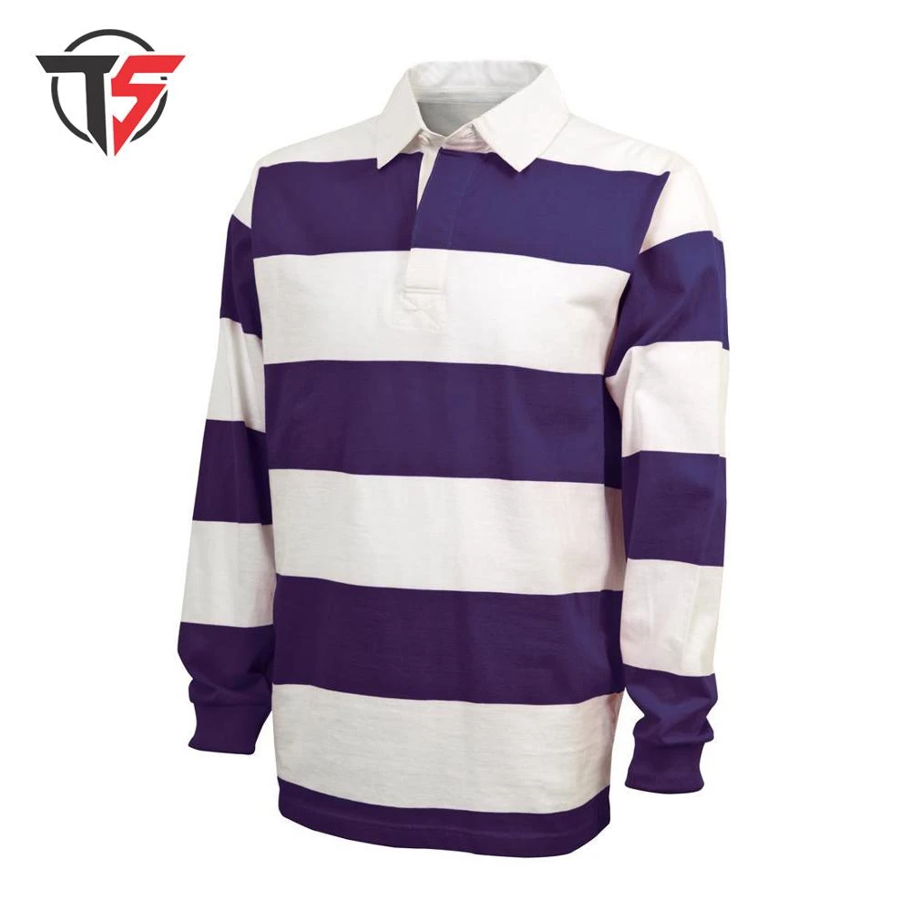 heavy cotton rugby polo jersey men / white twill collar rugby shirt