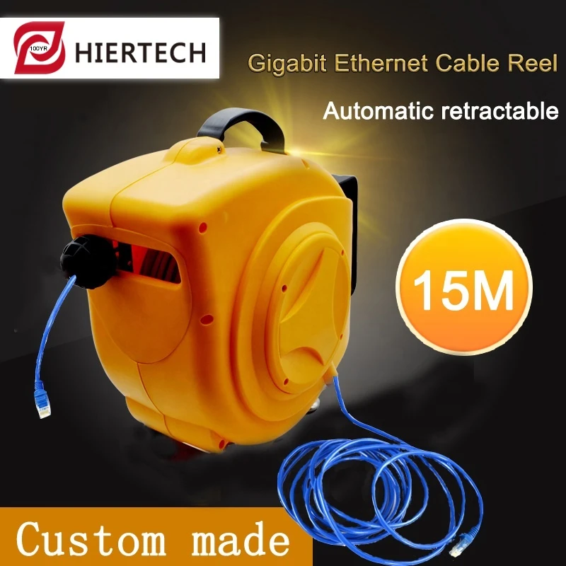 HIERTECH 2020 15m retractable power cord with Gigabit Ethernet cable retractable cable reel retractable extension cord