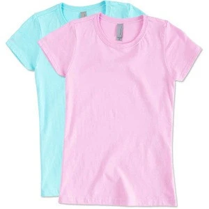 Hig Quality Girl T Shirt 100% Organic Cotton Jersey O Neck Short Sleeve Blank Plain Color Girls T-shirt