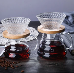 High borosilicate Coffee Tools Glass Coffee Server Filter Glass V60 Coffee dripper