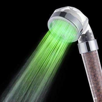 High-Pressure Spa Shower Head Negative Ionic Filter Spray Shower Sprinkler 7 Color Changing LED Handheld Shower head