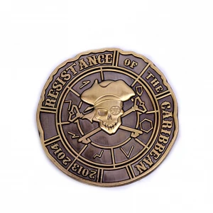 High quality cheap custom metal Antique Pirate style challenge souvenir coin